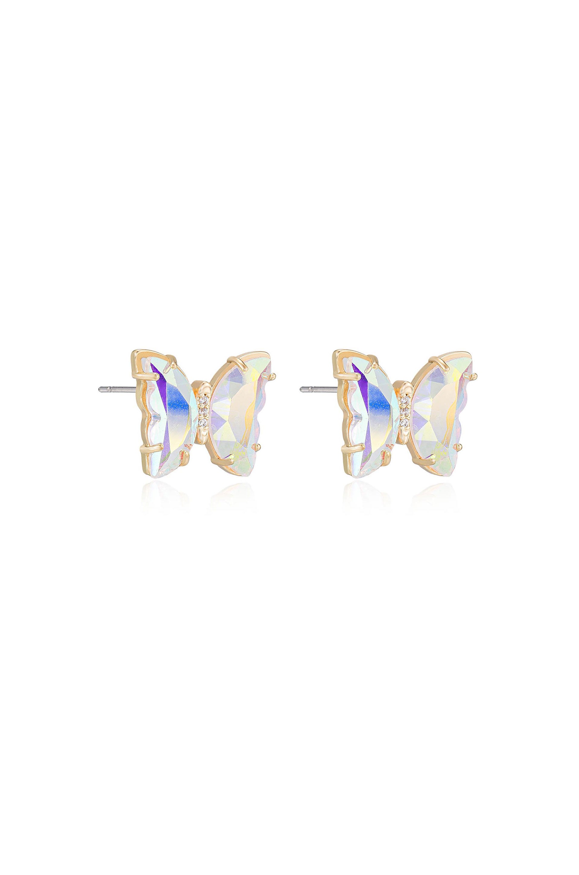 Flutter Away Crystal 18k Gold Plated Earrings in clear side