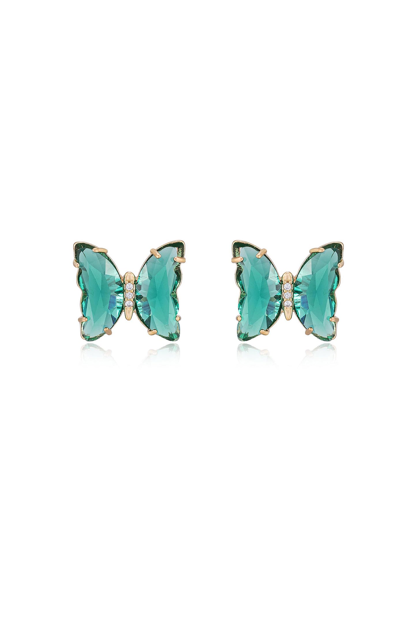 Flutter Away Crystal Earrings in green