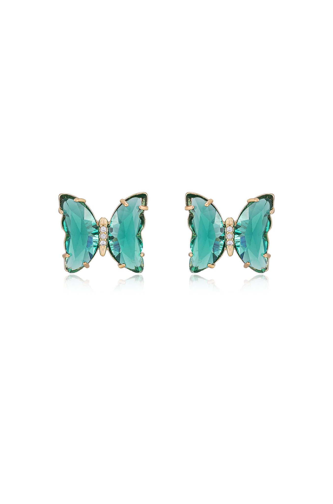 Flutter Away Crystal 18k Gold Plated Earrings in green