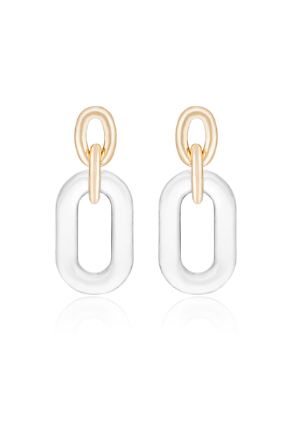 Clear Resin Paperclip Oval Earrings