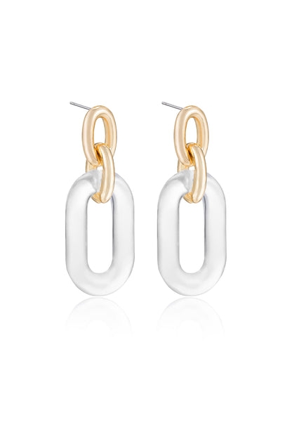 Clear Resin Paperclip 18k Gold Plated Oval Earrings side