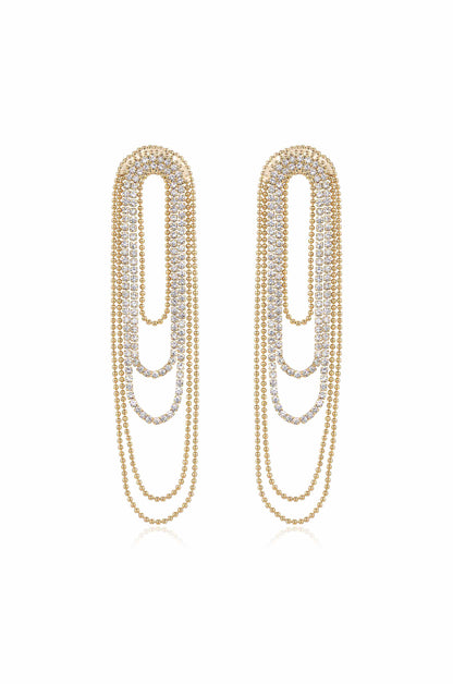 Crystal and 18k Gold Plated Looped Chain Earrings