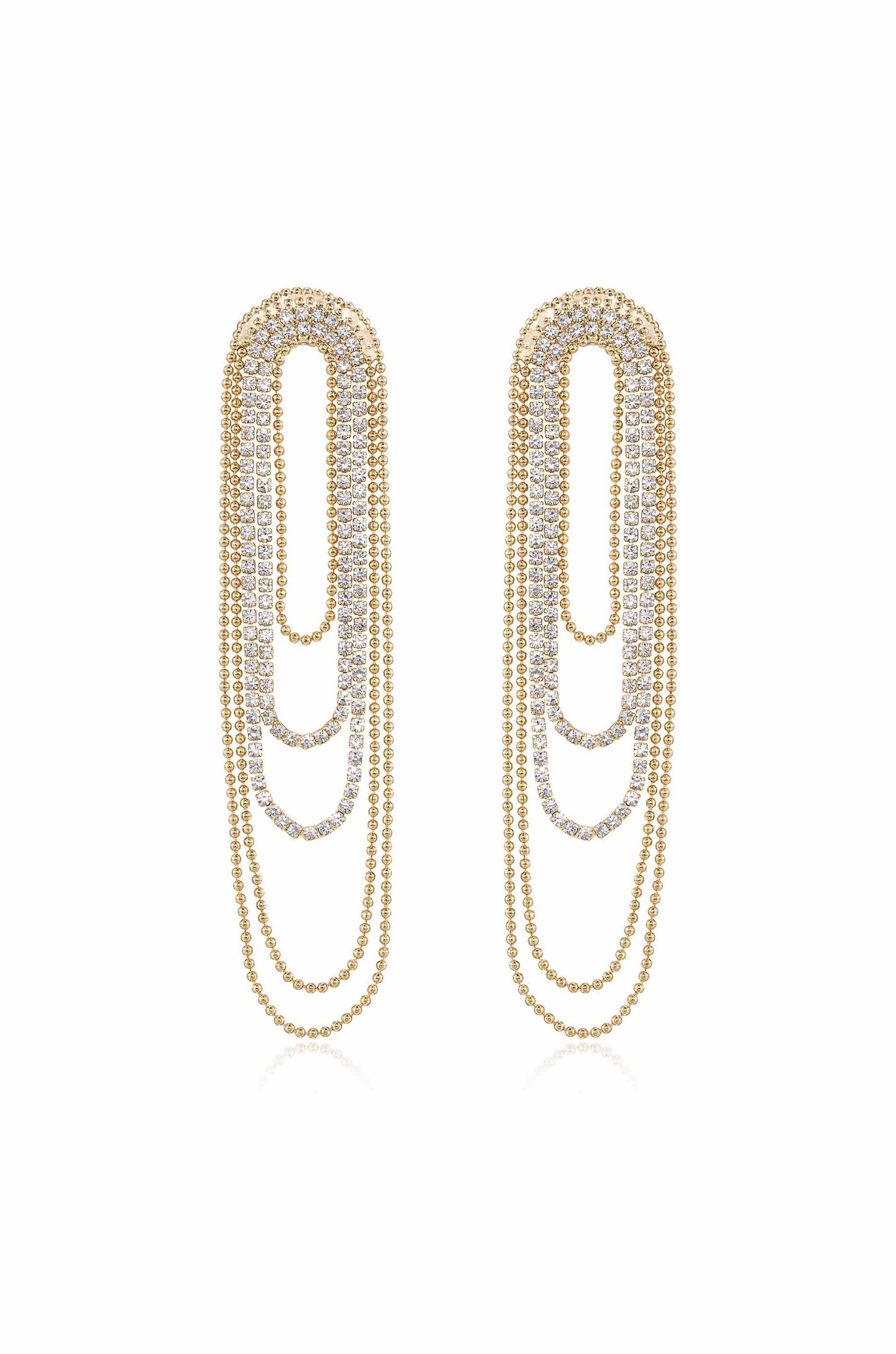 Crystal and 18k Gold Plated Looped Chain Earrings