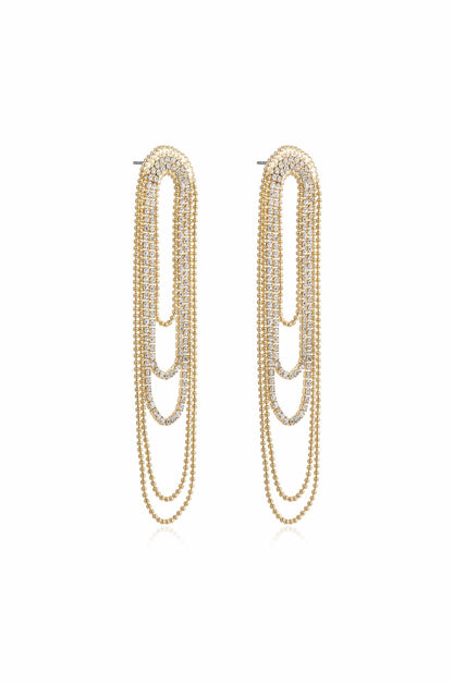 Crystal and 18k Gold Plated Looped Chain Earrings side