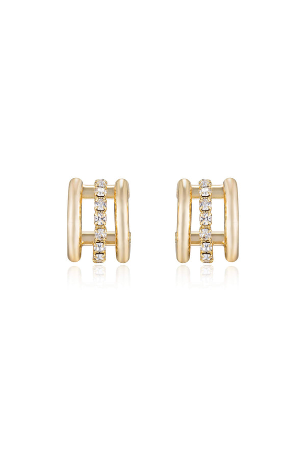 Thick Crystal Accent Huggie Earrings Second