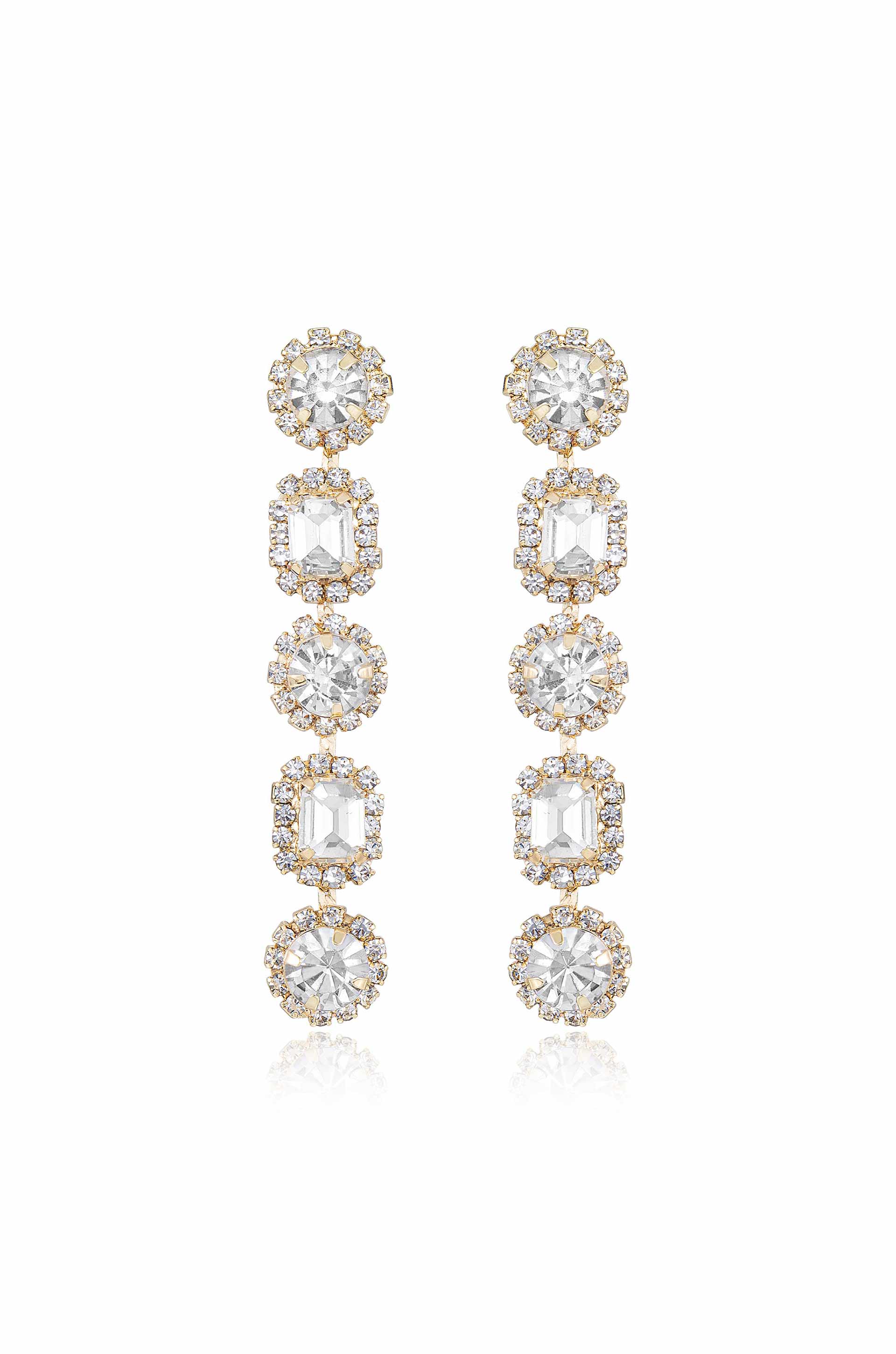 Crystal Droplets 18k Gold Plated Dangle Earrings
