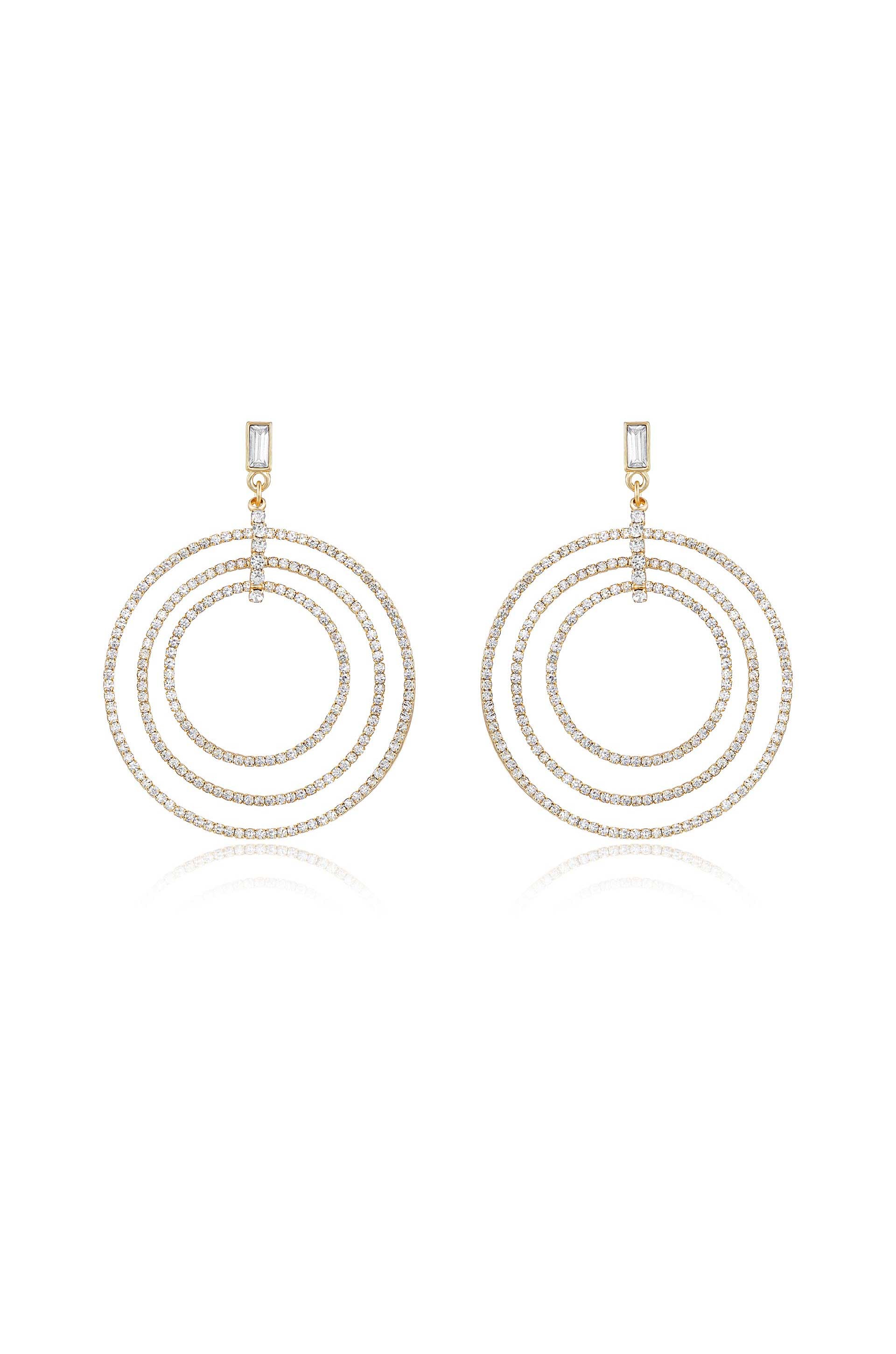 Disco Crystal Ring 18k Gold Plated Earrings