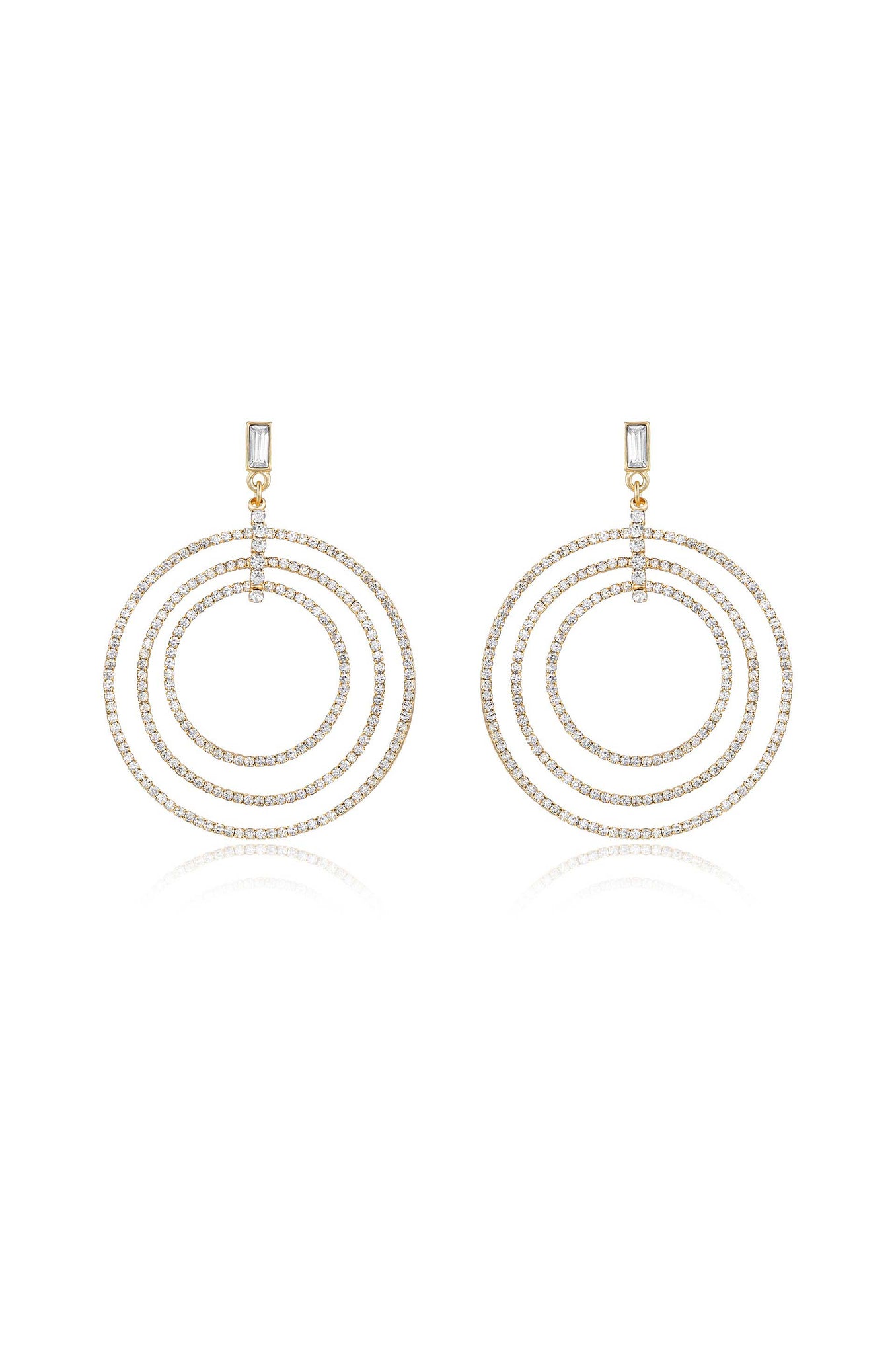 Disco Crystal Ring 18k Gold Plated Earrings