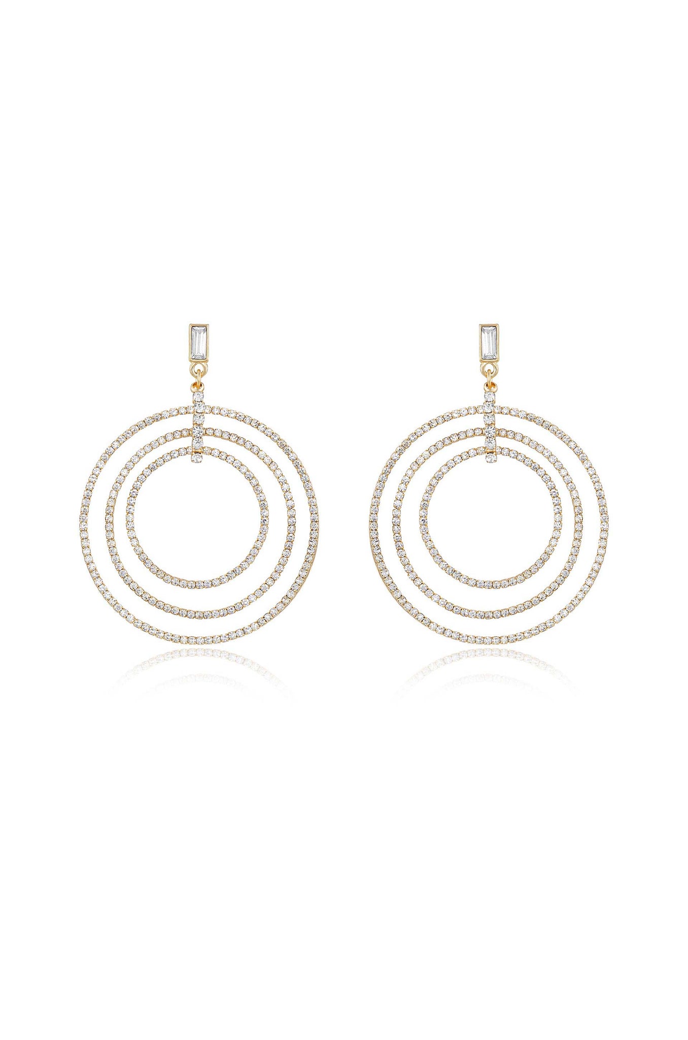 Disco Crystal Ring 18k Gold Plated Earrings
