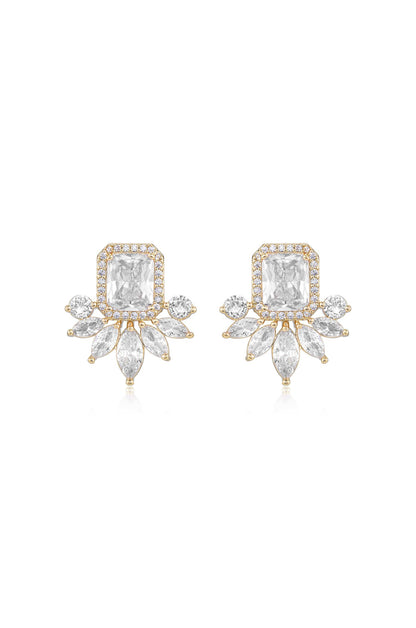 Shine Crystal 18k Gold Plated Stud Earrings