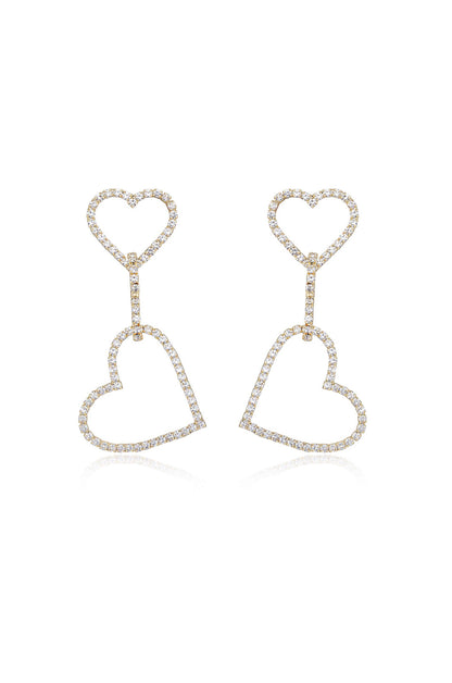 Heart On Sleeve 18k Gold Plated Crystal Earrings front