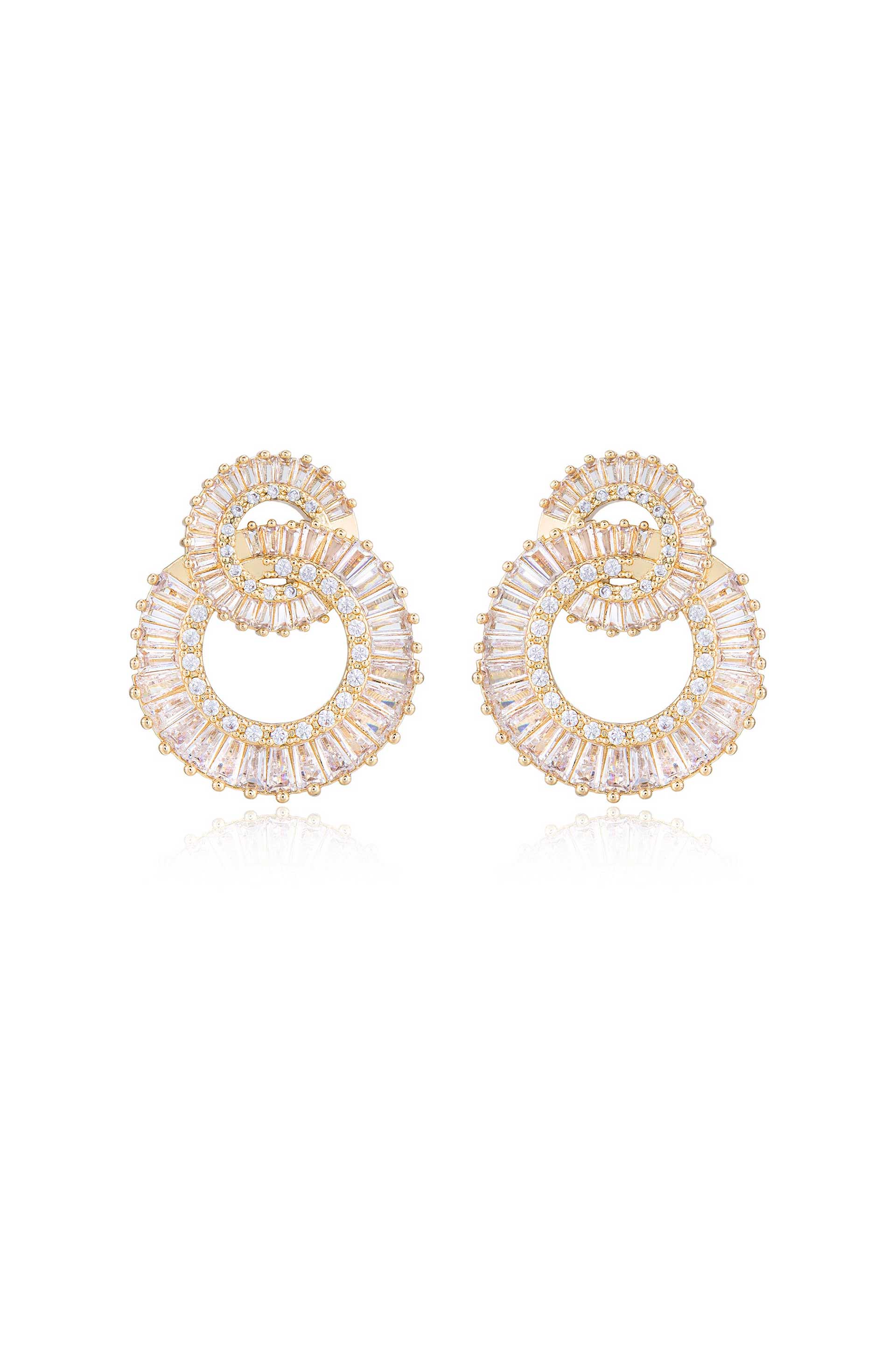 Rotating Circles 18k Gold Plated Crystal Earrings