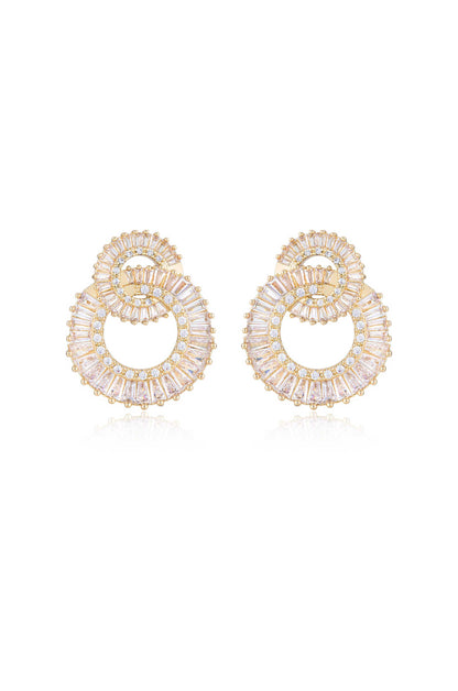 Rotating Circles 18k Gold Plated Crystal Earrings