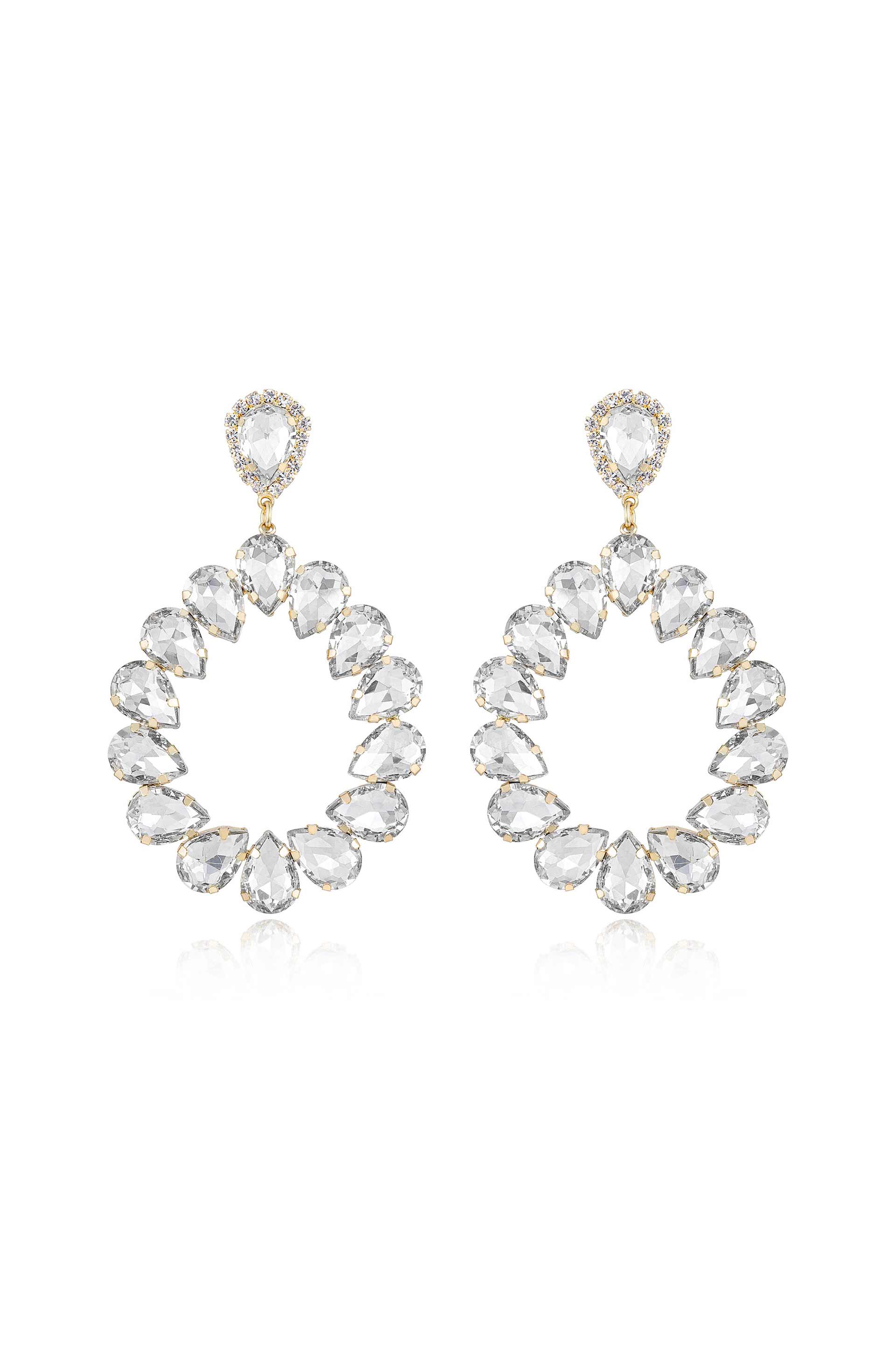 Ring It In 18k Gold Plated Crystal Earrings