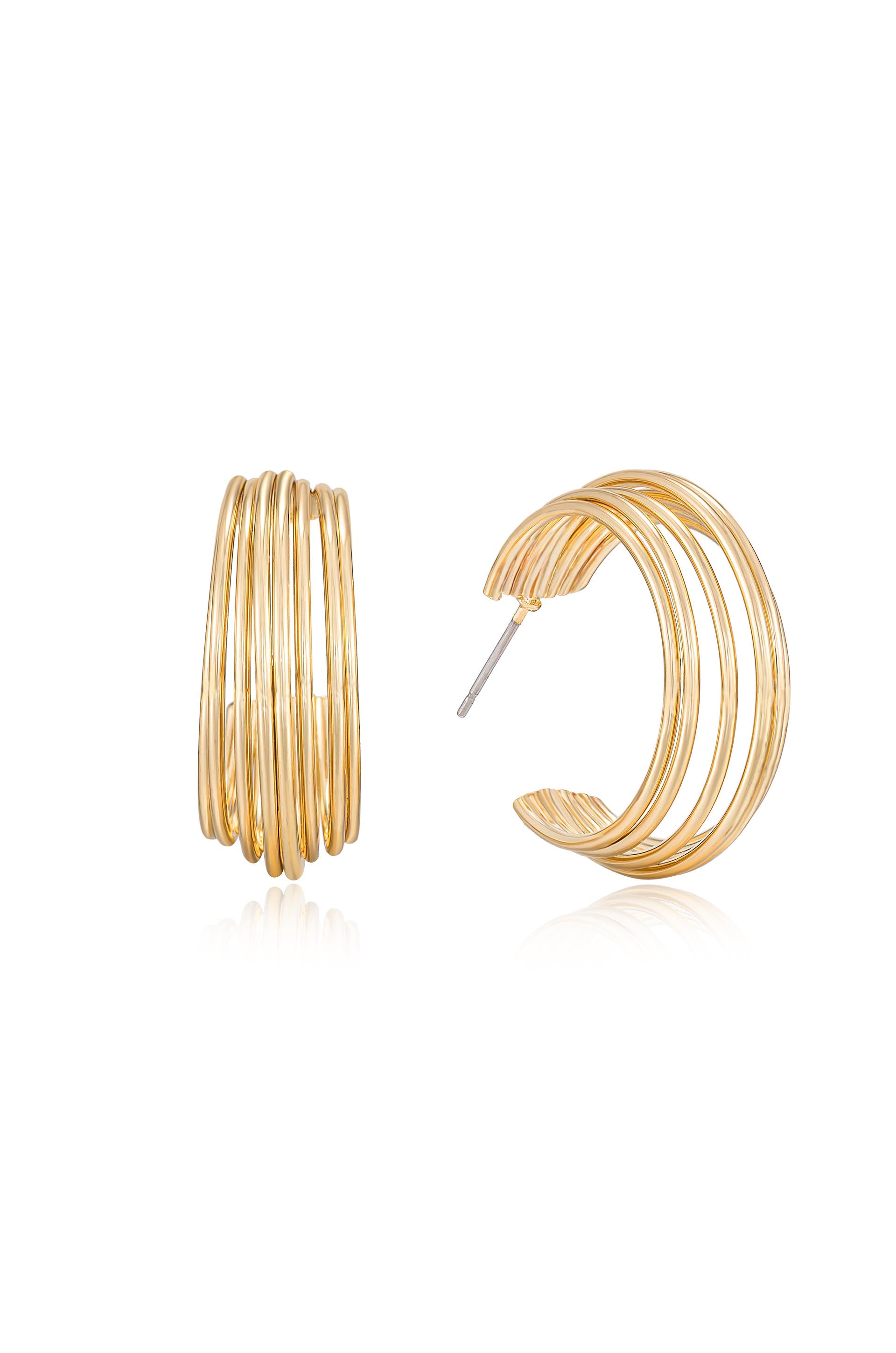 Multi-Wire 18kt Gold Plated Hoop Earrings
