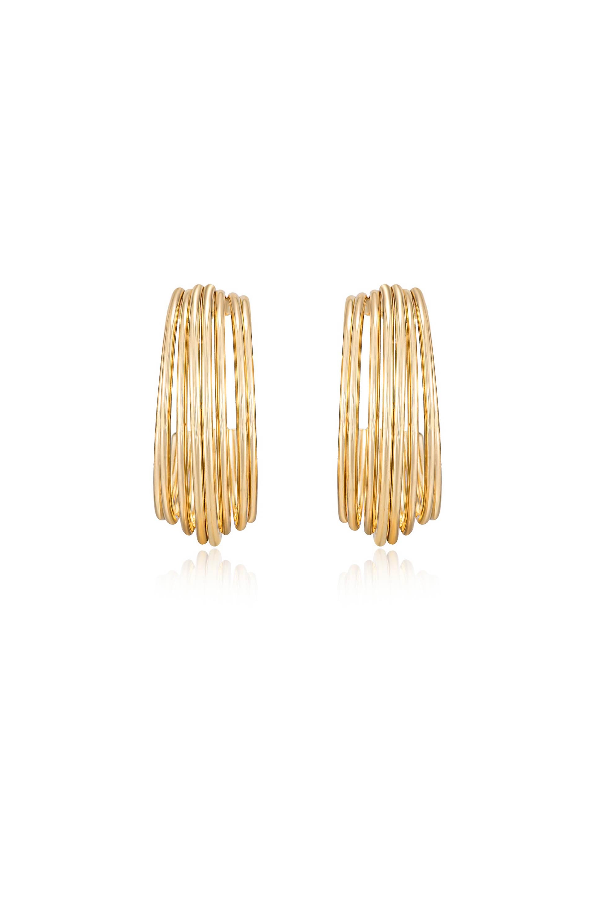 Multi-Wire 18kt Gold Plated Hoop Earrings front