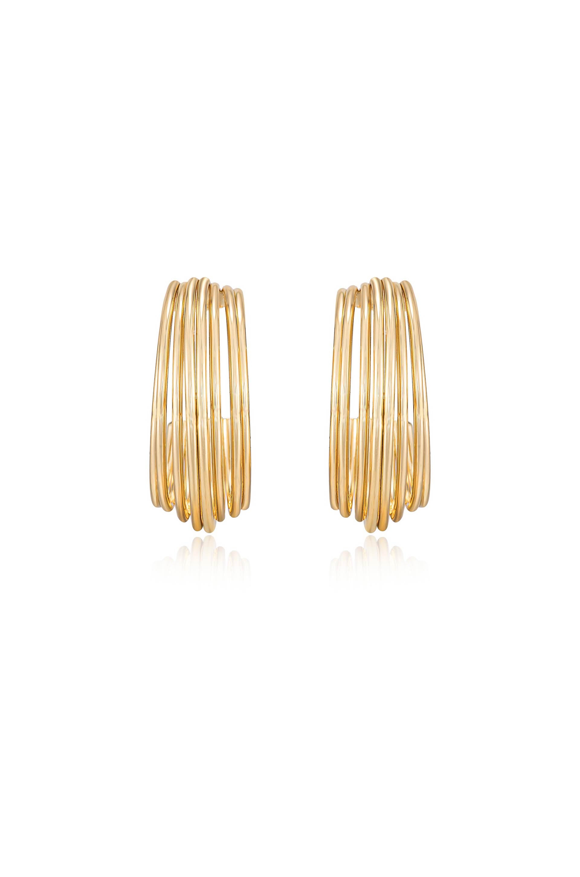 Multi-Wire 18kt Gold Plated Hoop Earrings front