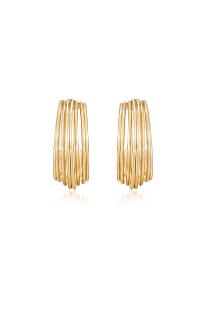 Multi-Wire 18kt Gold Plated Hoop Earrings front