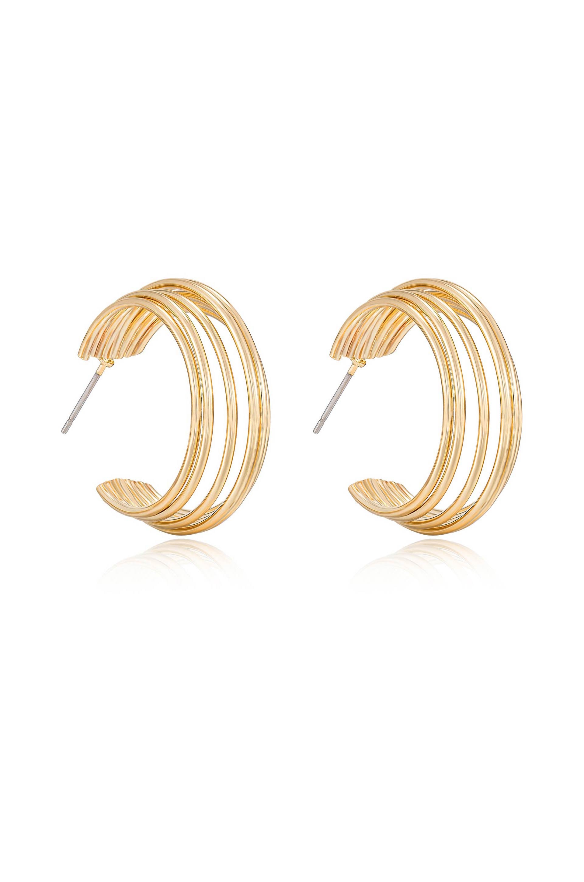 Multi-Wire 18kt Gold Plated Hoop Earrings side