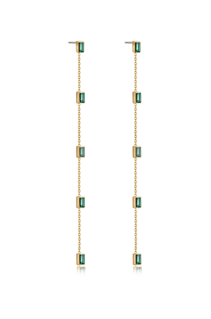 Dainty Statement Crystal Dangle Earrings in green side