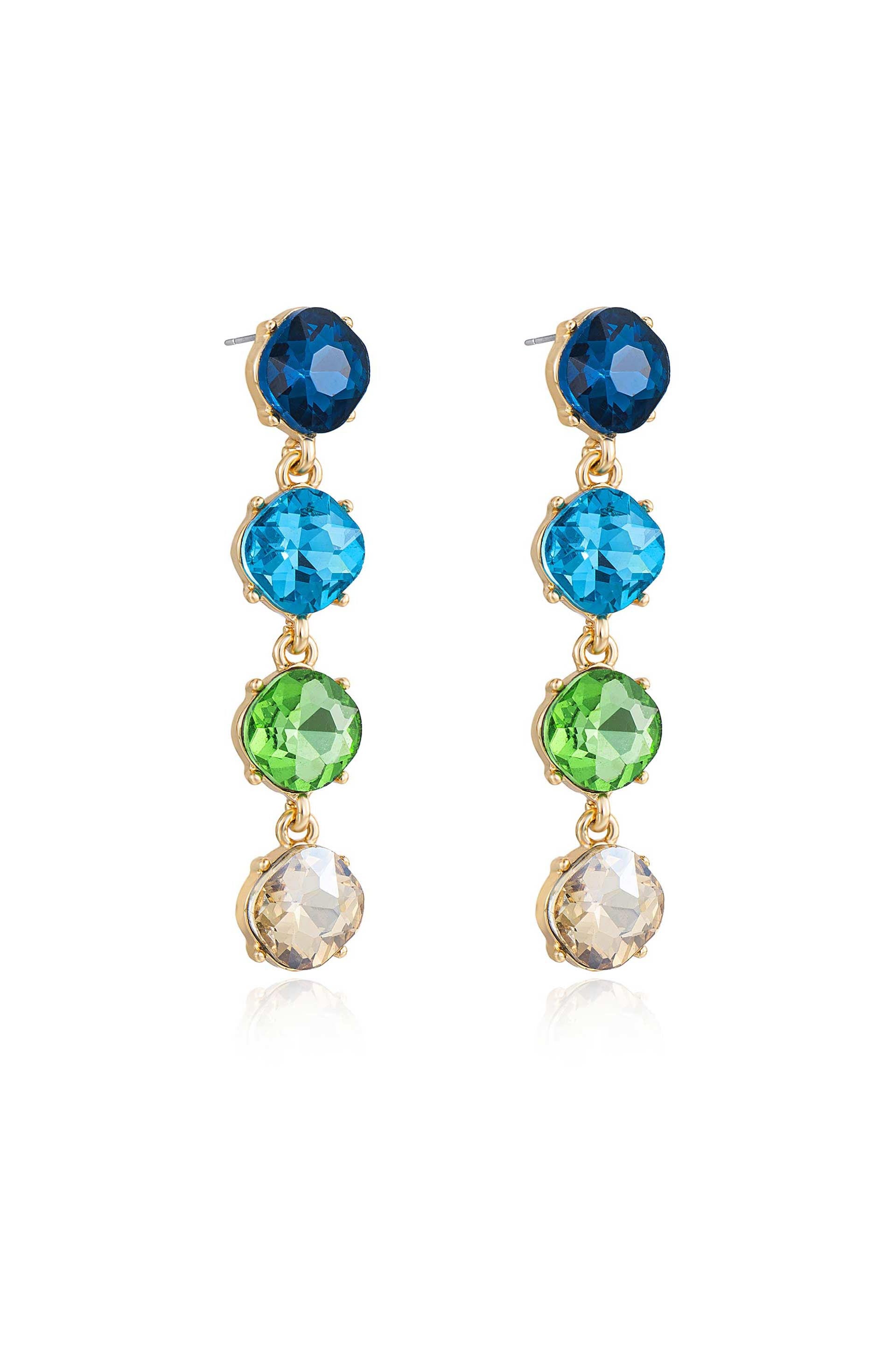 Four the Money 18k Gold Plated Earrings in blue side