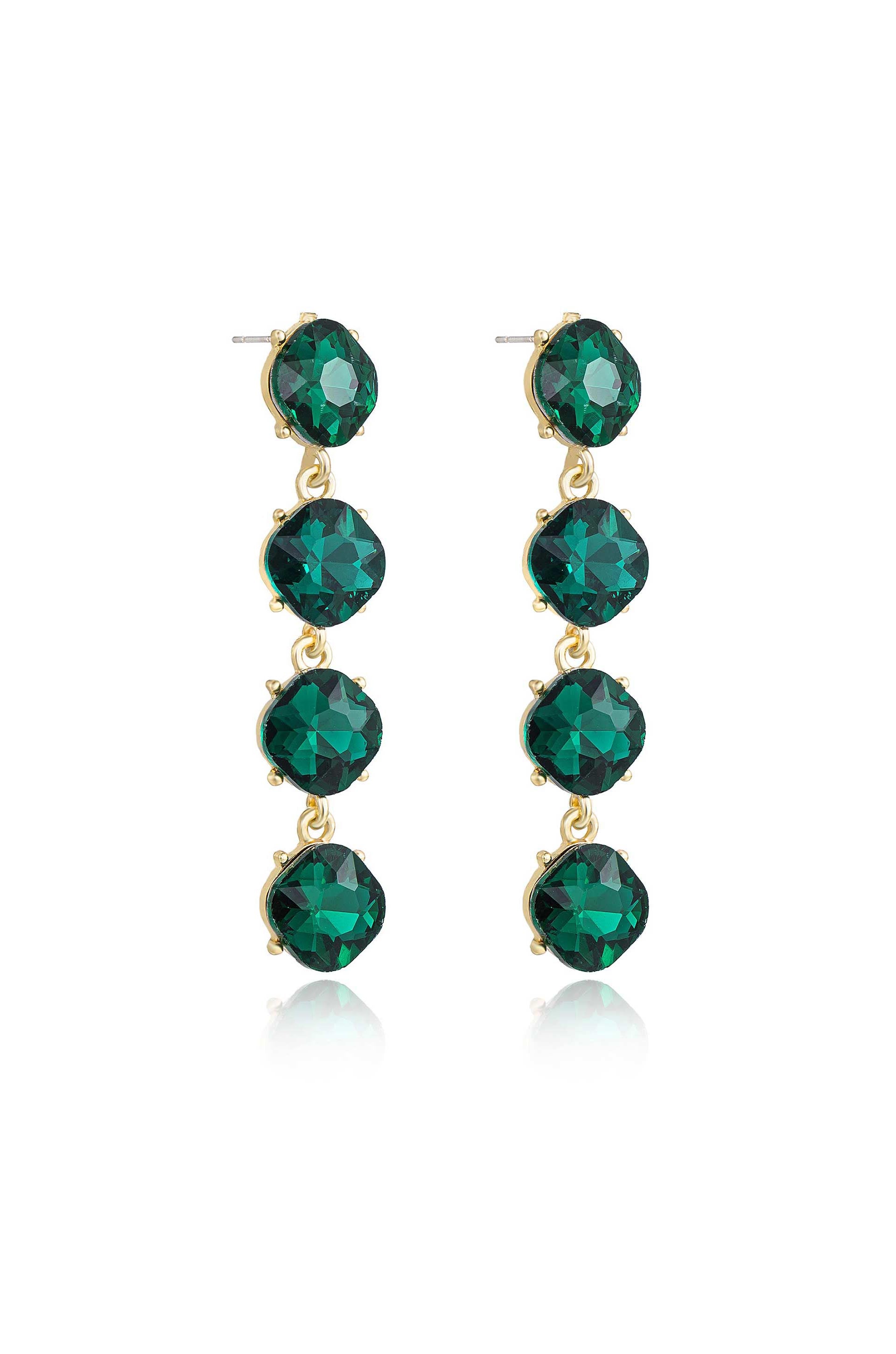 Four the Money 18k Gold Plated Earrings in green side