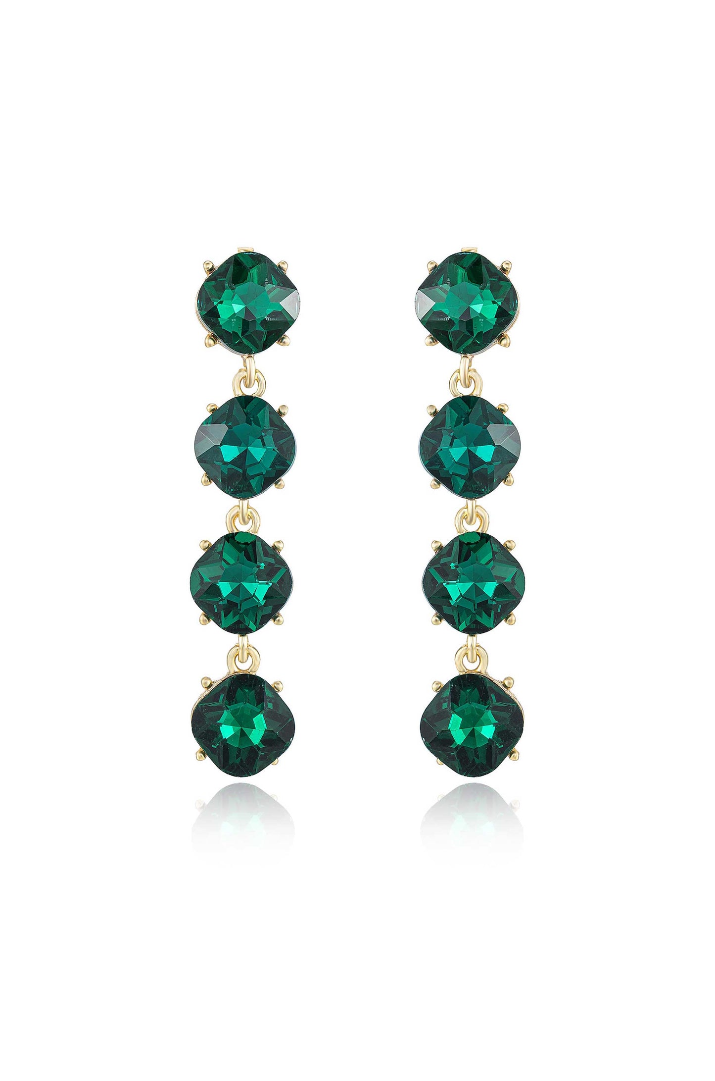 Four the Money 18k Gold Plated Earrings in green