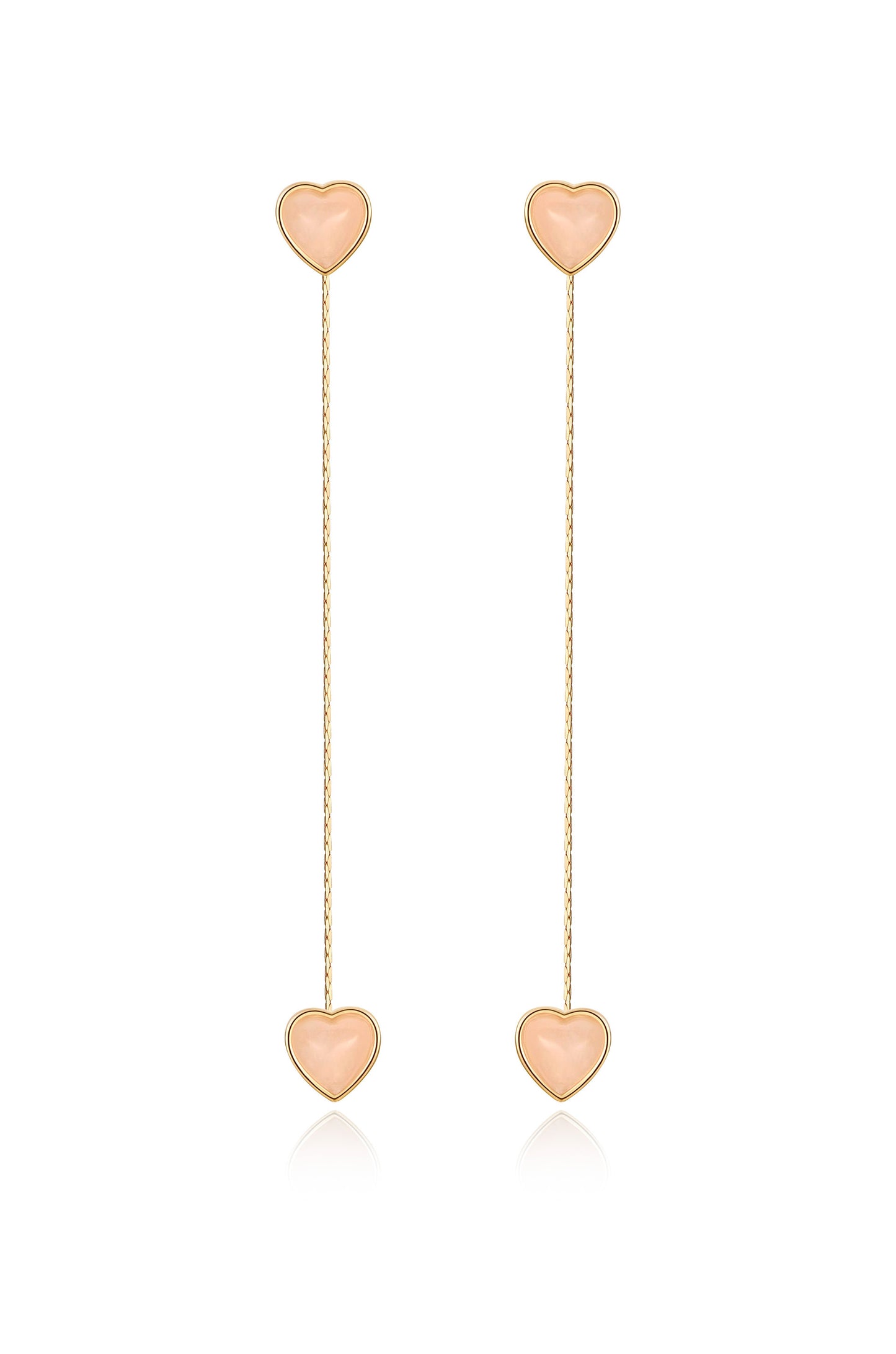 Stoned Heart 18k Gold Plated Drop Earrings