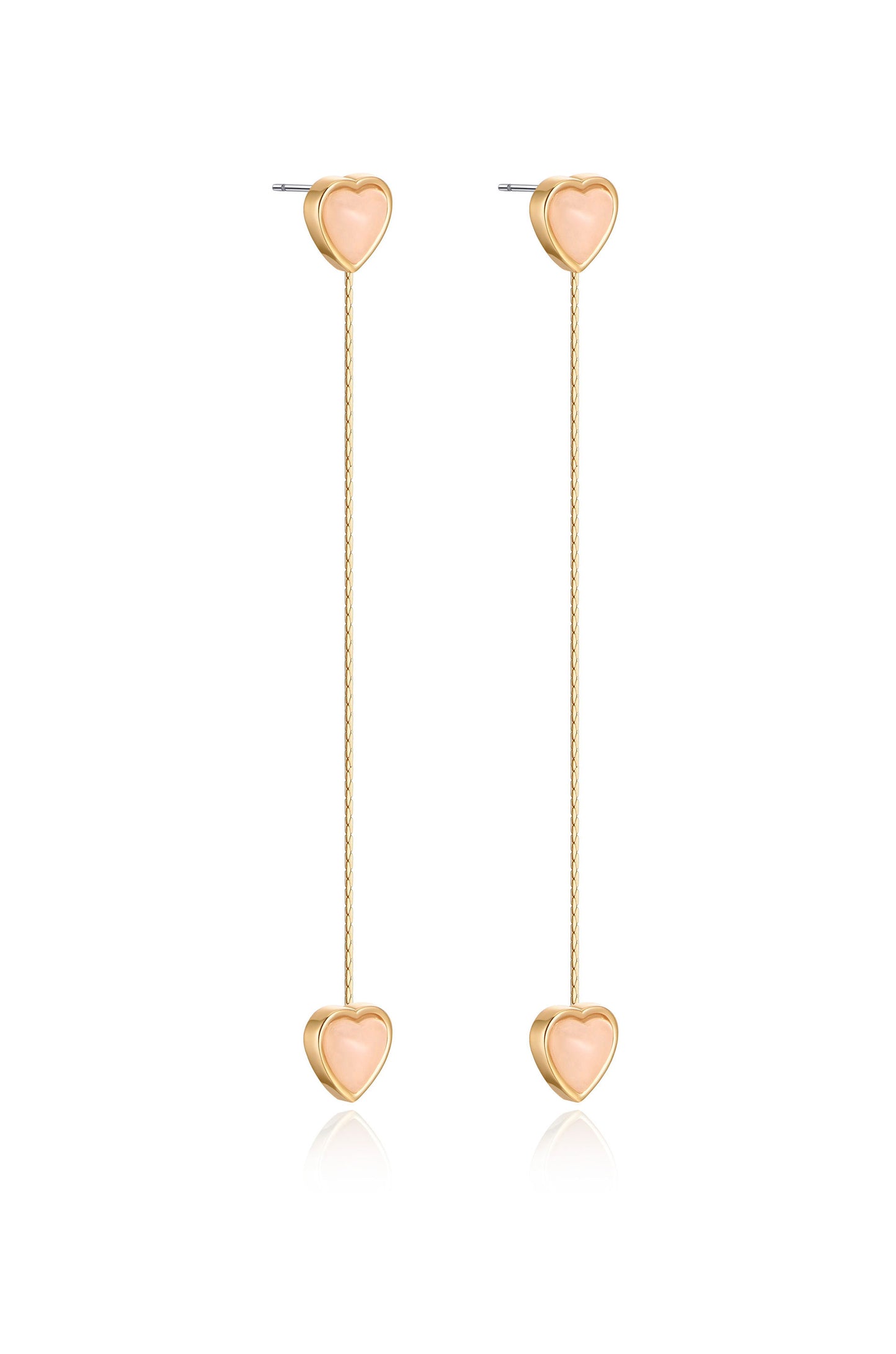 Stoned Heart 18k Gold Plated Drop Earrings side