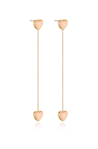 Stoned Heart 18k Gold Plated Drop Earrings side