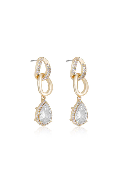Pear Drop 18k Gold Plated Crystal Earrings SIDE