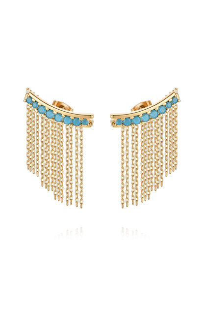 Turquoise Crystal 18k Gold Plated Ear Crawler