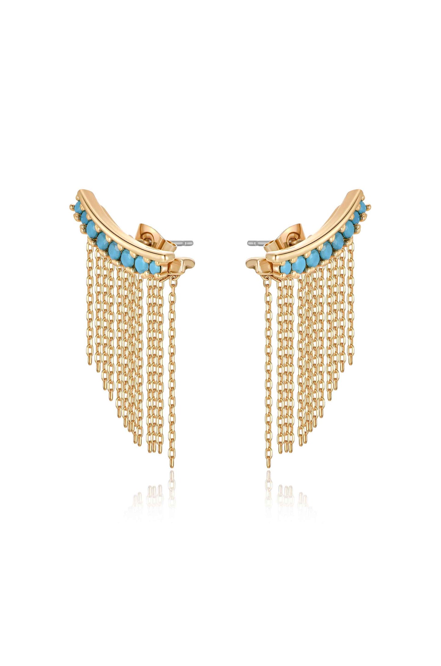 Turquoise Crystal 18k Gold Plated Ear Crawler side