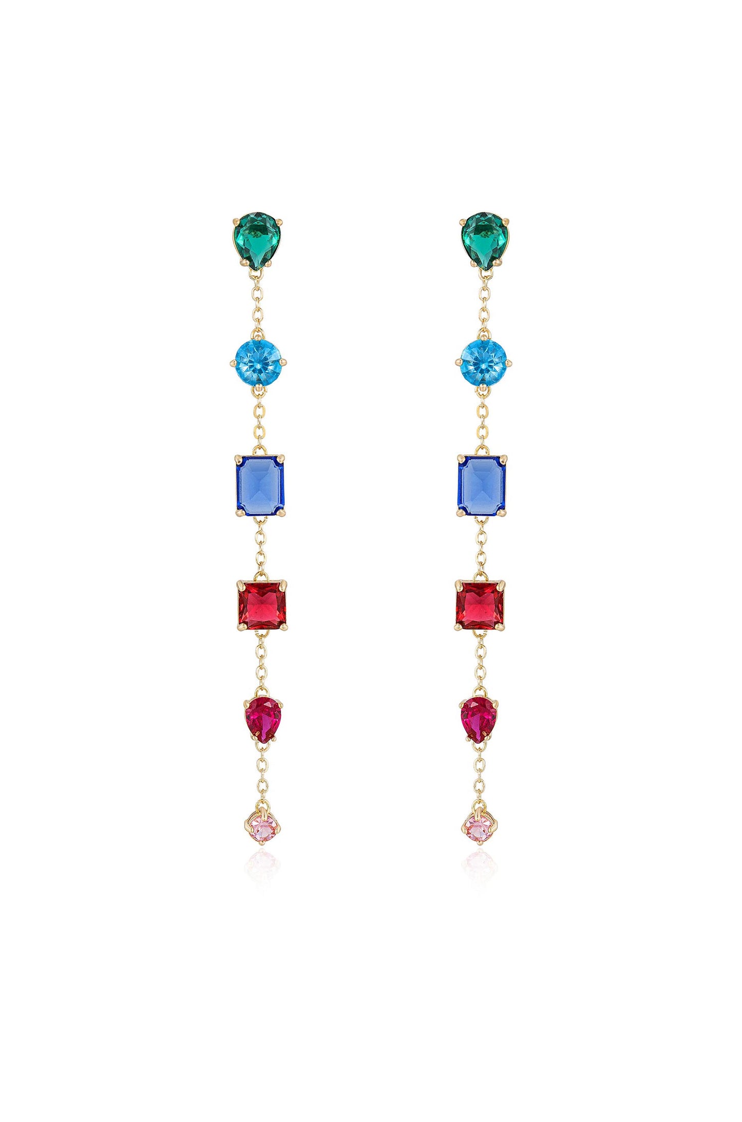 Rainbow Crystal Candy 18k Gold Plated Drop Earrings