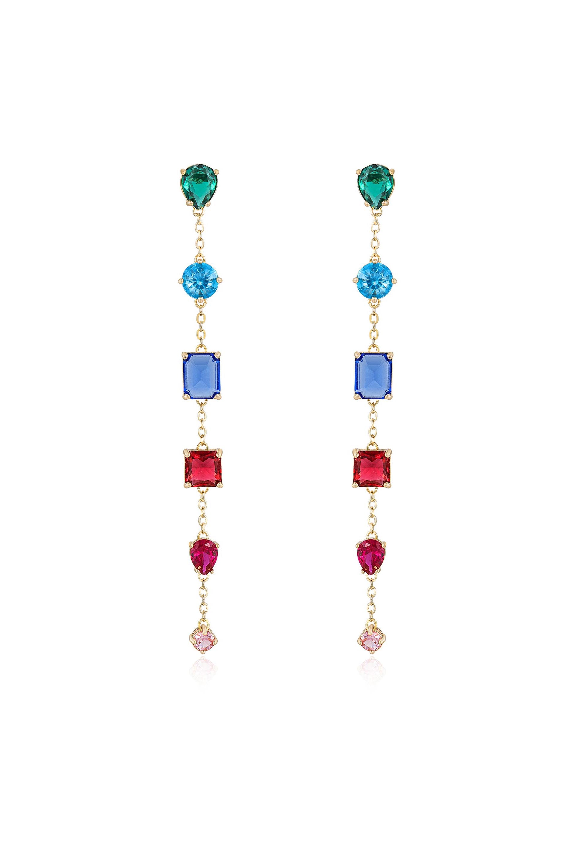 Rainbow Crystal Candy 18k Gold Plated Drop Earrings