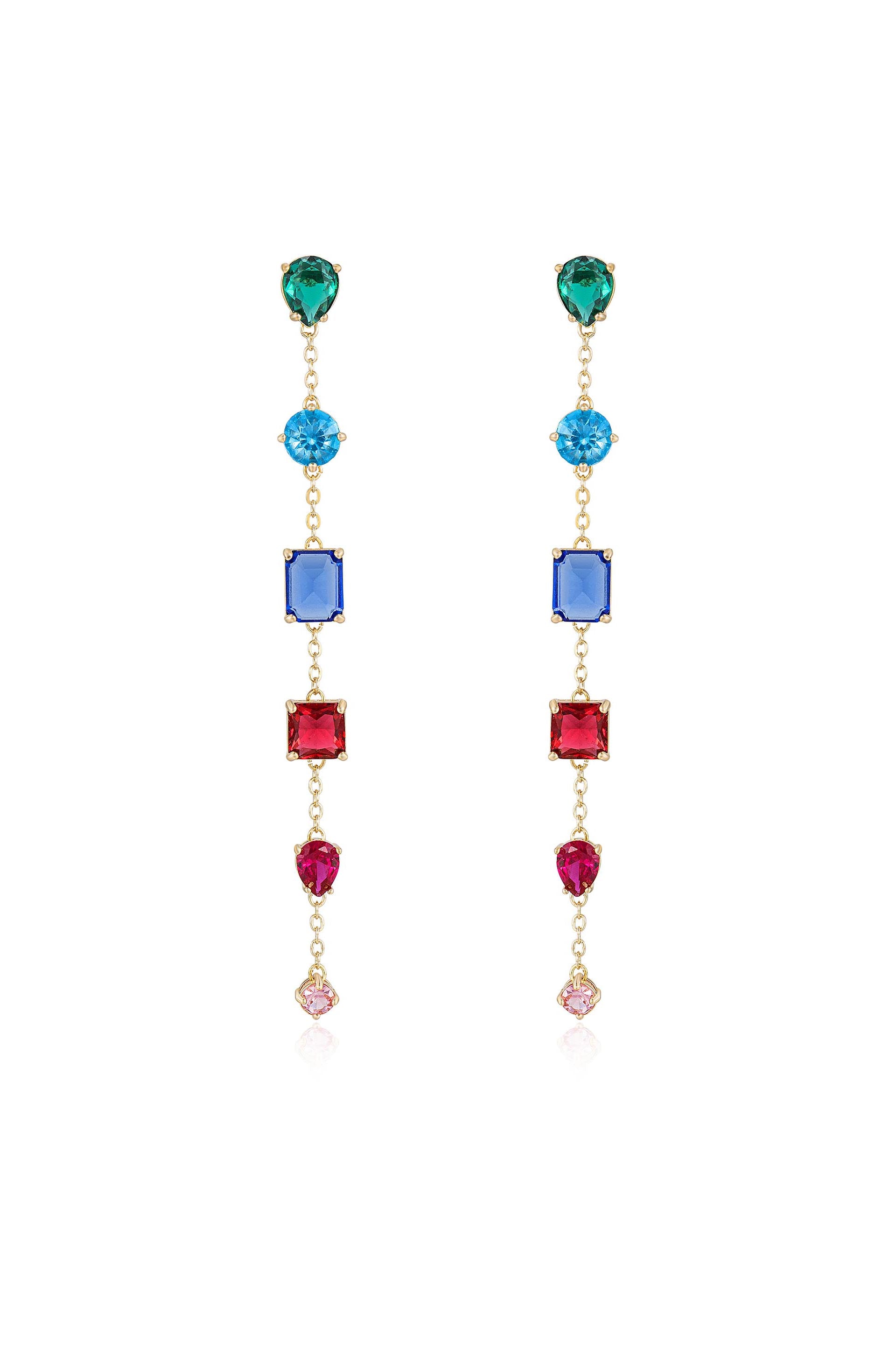 Rainbow Crystal Candy 18k Gold Plated Drop Earrings