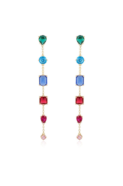 Rainbow Crystal Candy 18k Gold Plated Drop Earrings