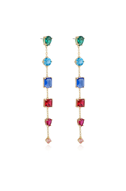 Rainbow Crystal Candy 18k Gold Plated Drop Earrings side