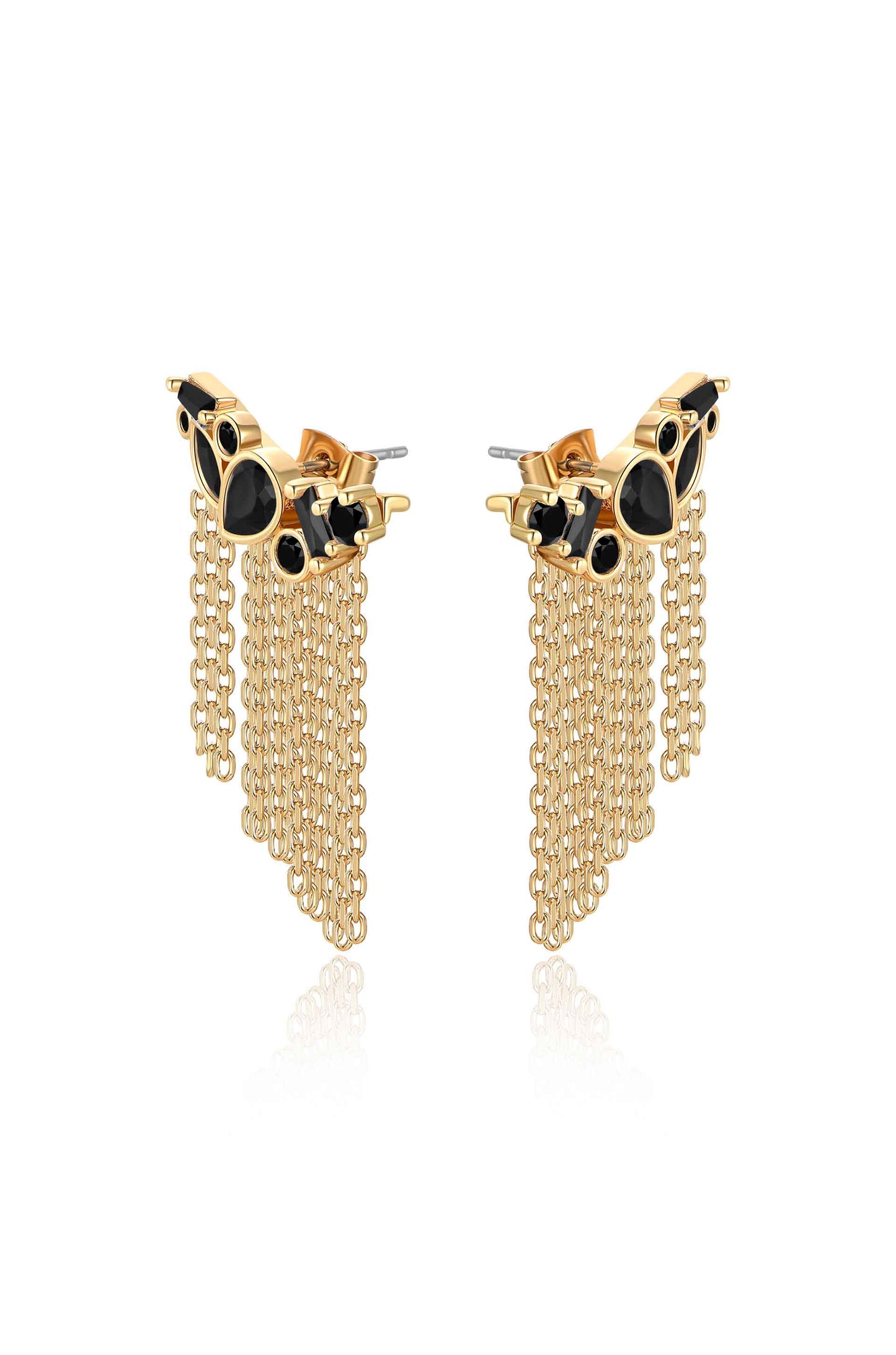 Dolled Up Three-In-One 18k Gold Plated Ear Crawlers black side