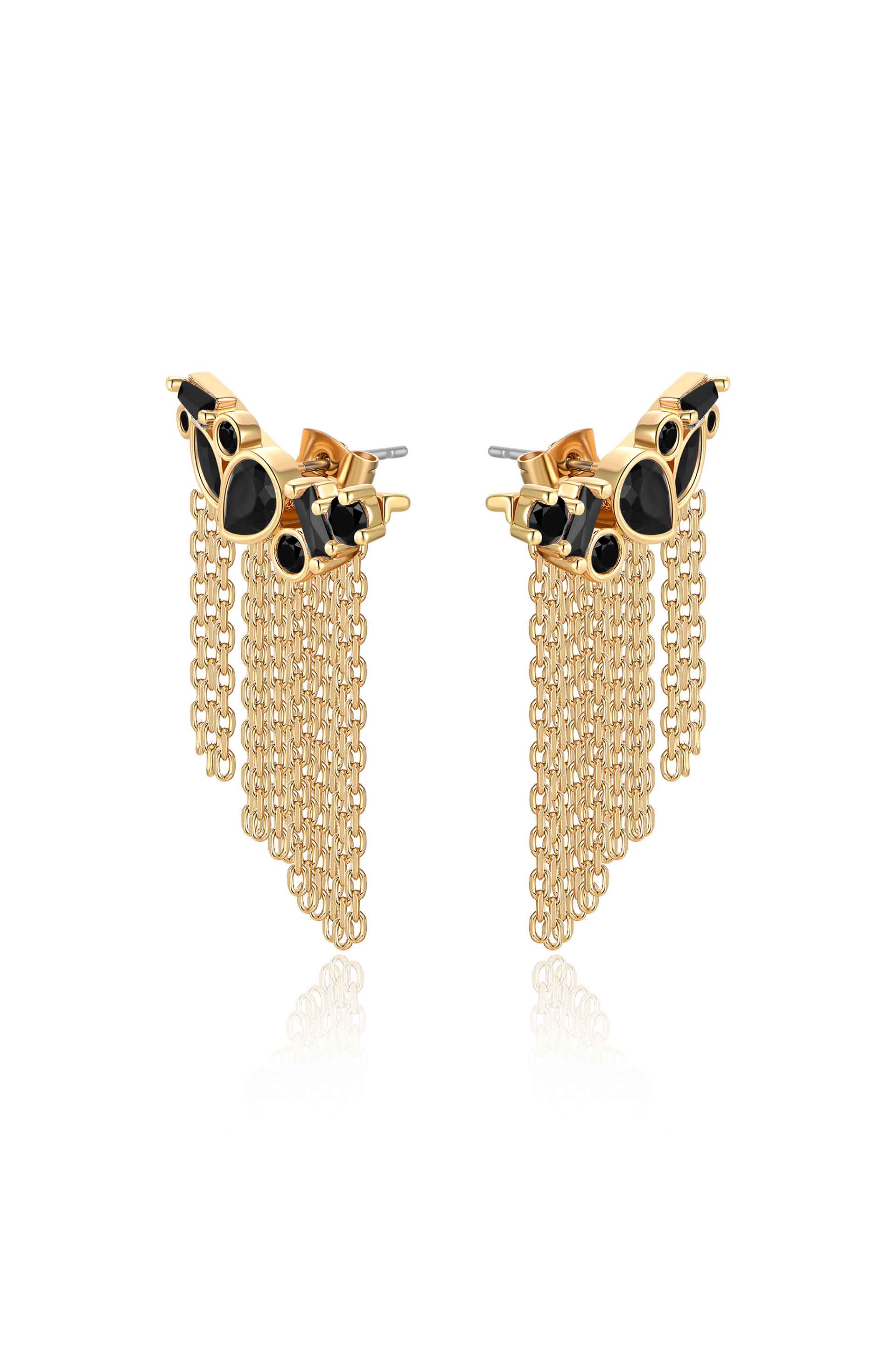 Dolled Up Three-In-One 18k Gold Plated Ear Crawlers black side