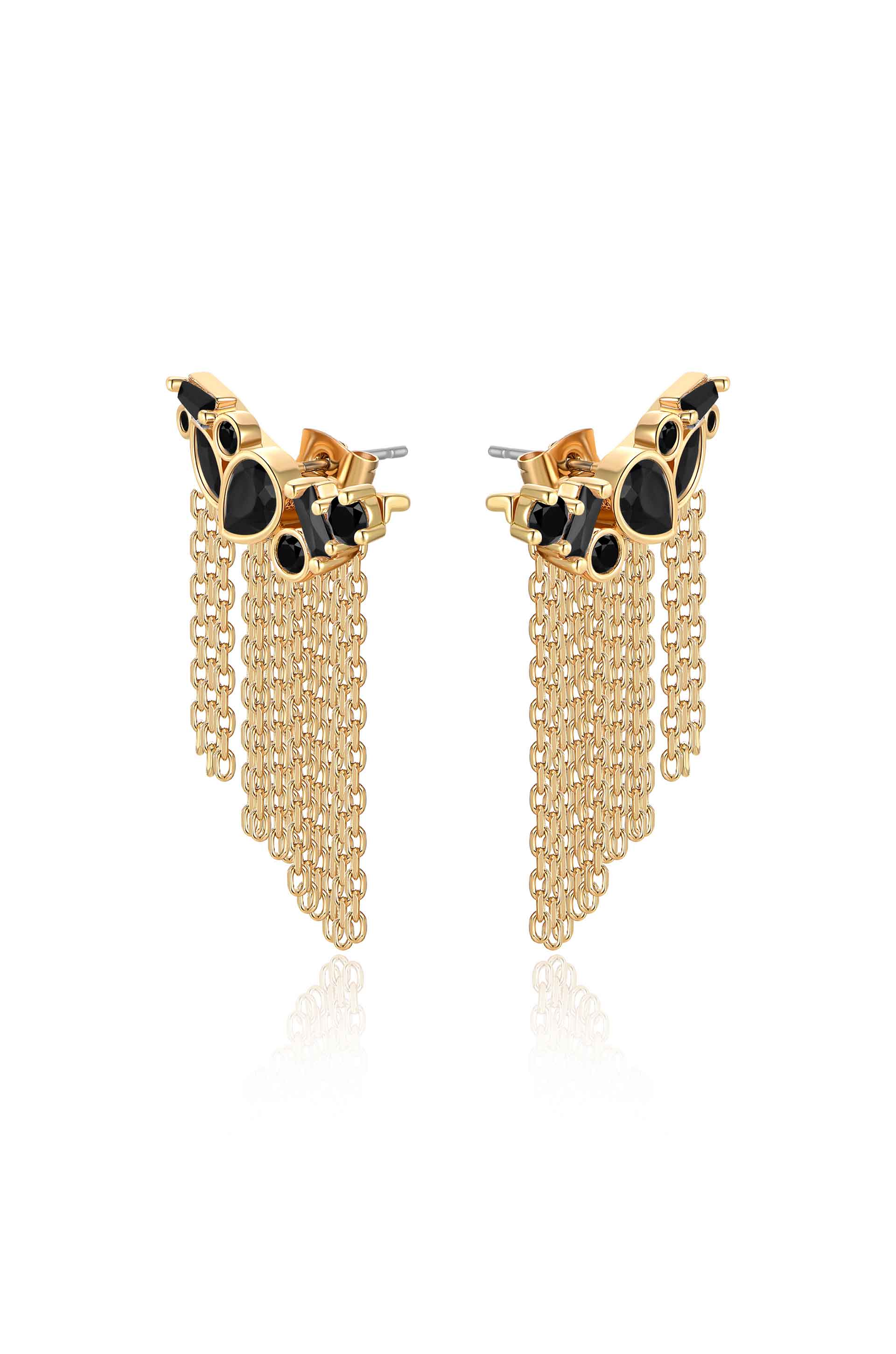 Dolled Up Three-In-One 18k Gold Plated Ear Crawlers black side