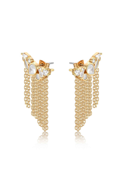 Dolled Up Three-In-One 18k Gold Plated Ear Crawlers clear side