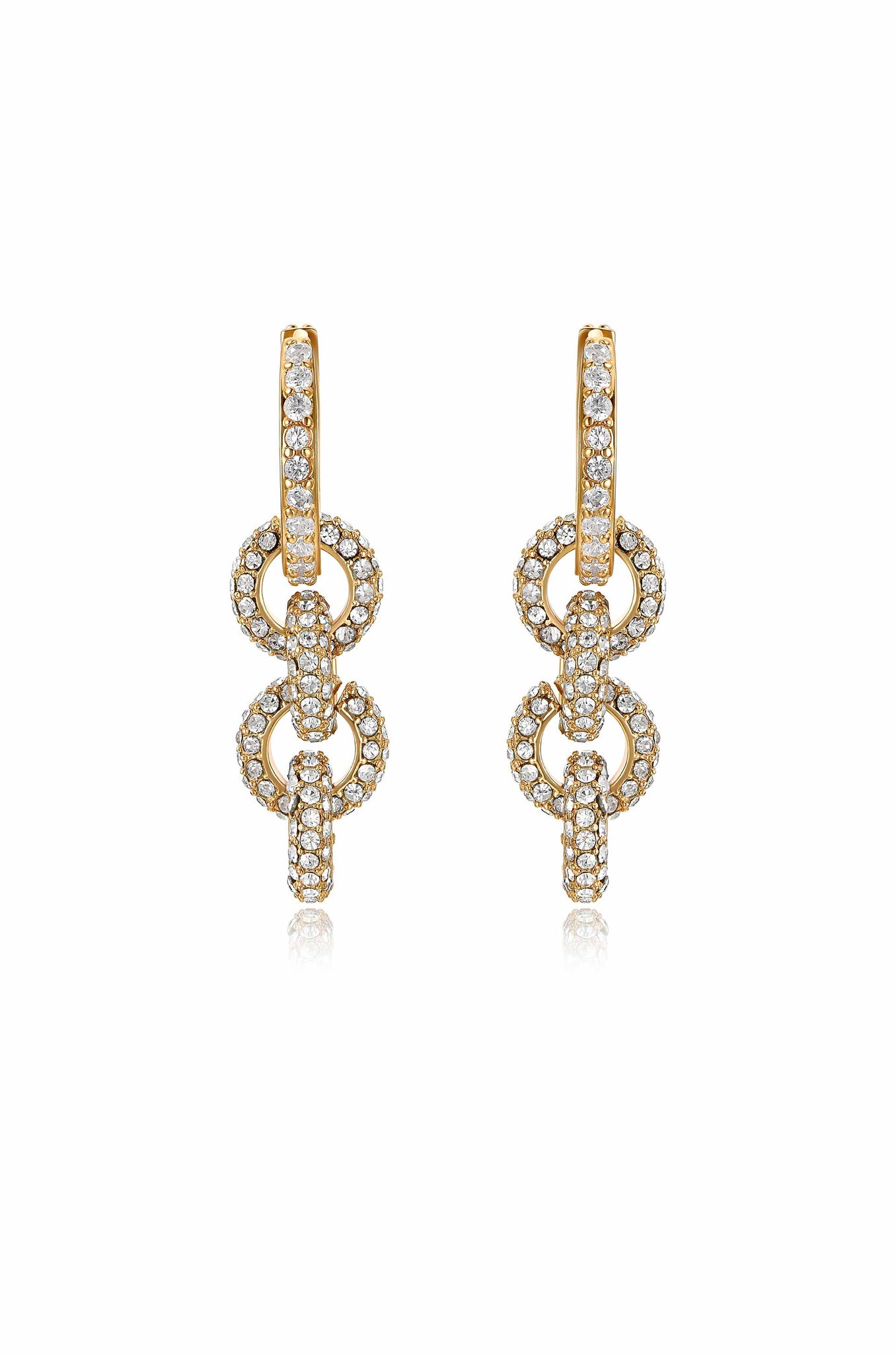 Multi-Ring Crystal Dangle 18k Gold Plated Earrings