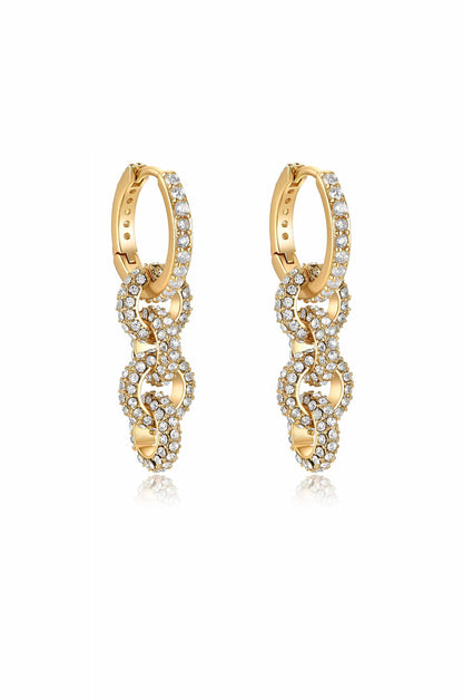 Multi-Ring Crystal Dangle 18k Gold Plated Earrings side
