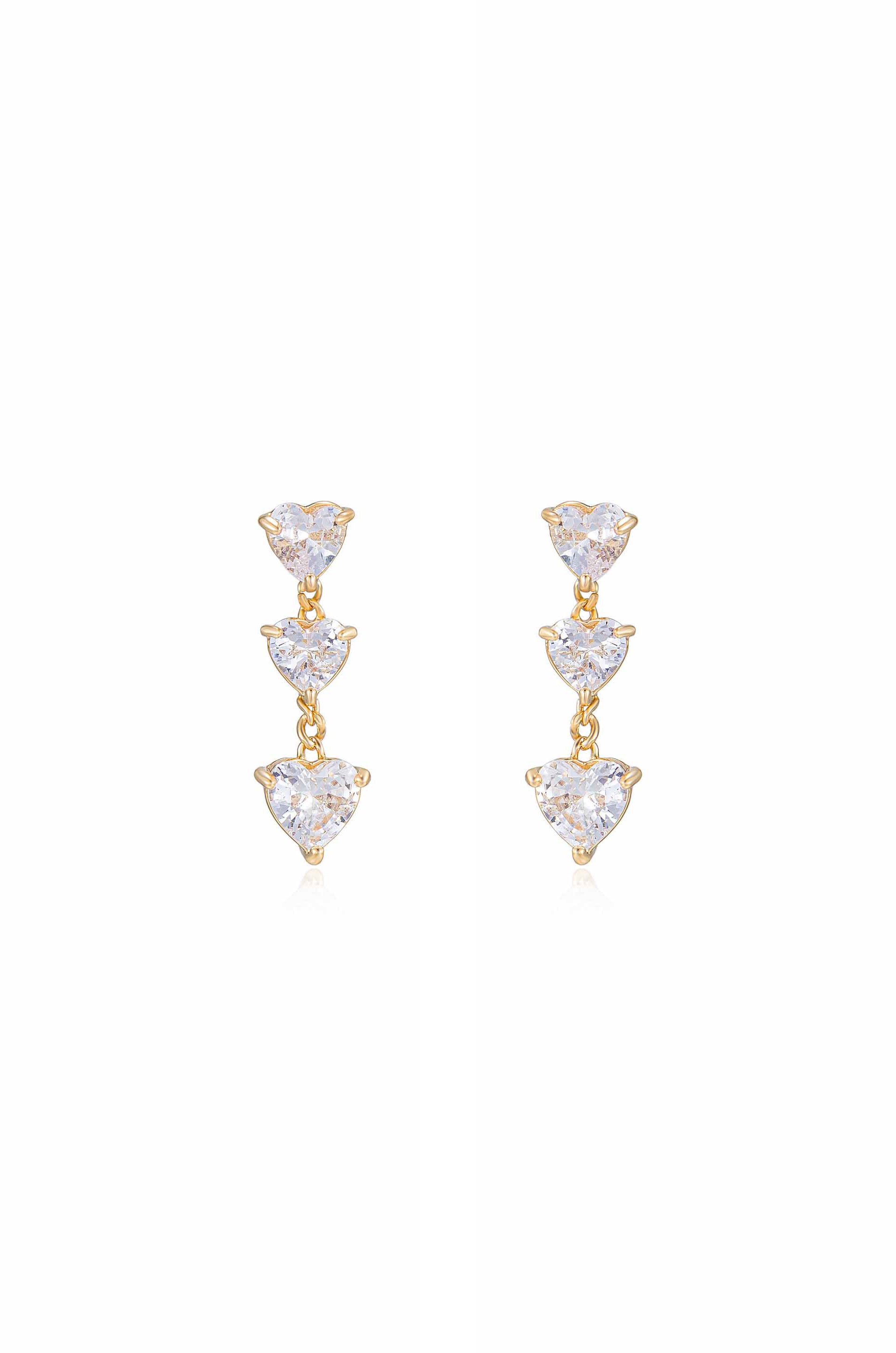 Queen of Hearts Crystal 18k Gold Plated Earrings
