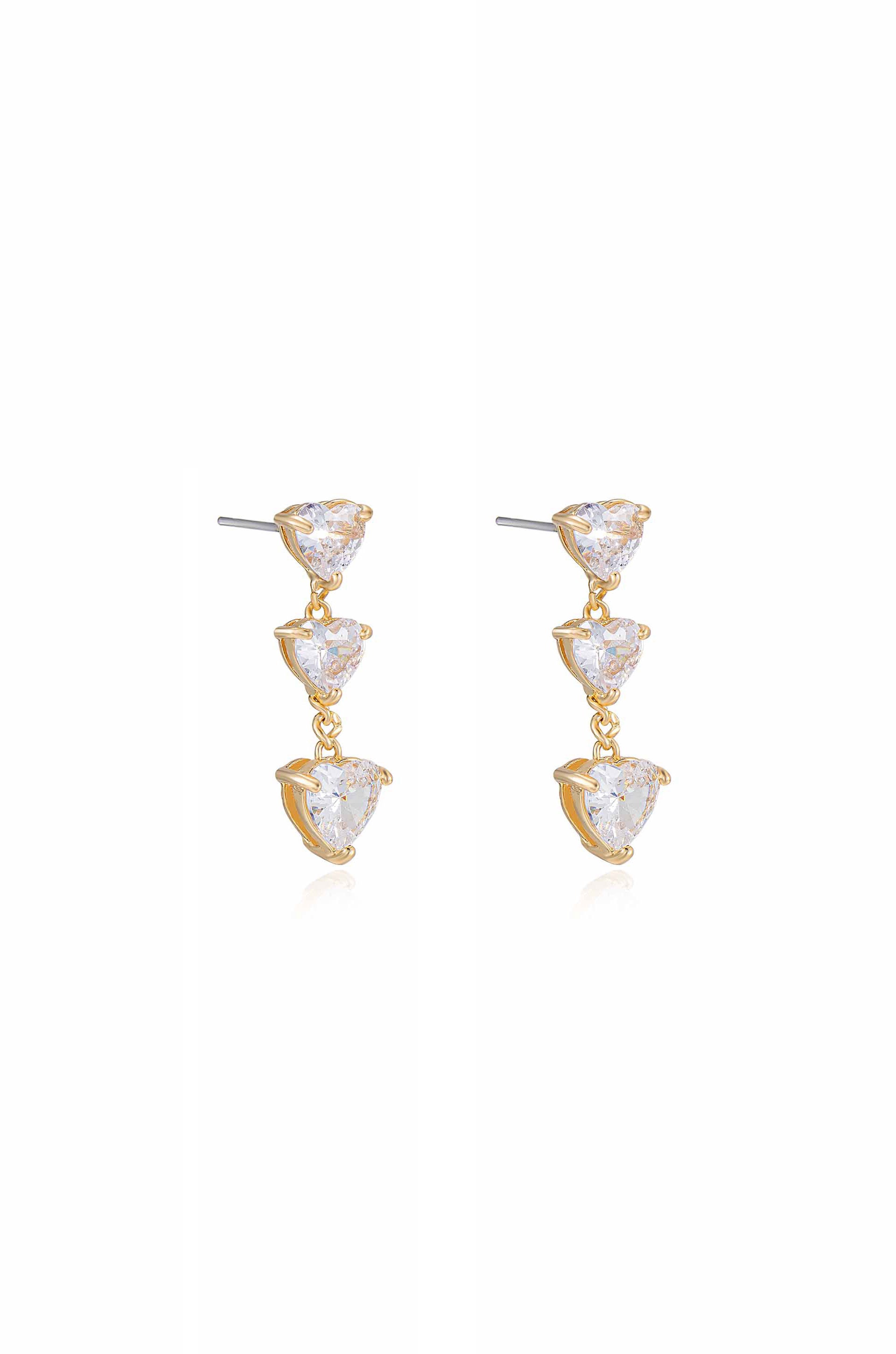 Queen of Hearts Crystal 18k Gold Plated Earrings side