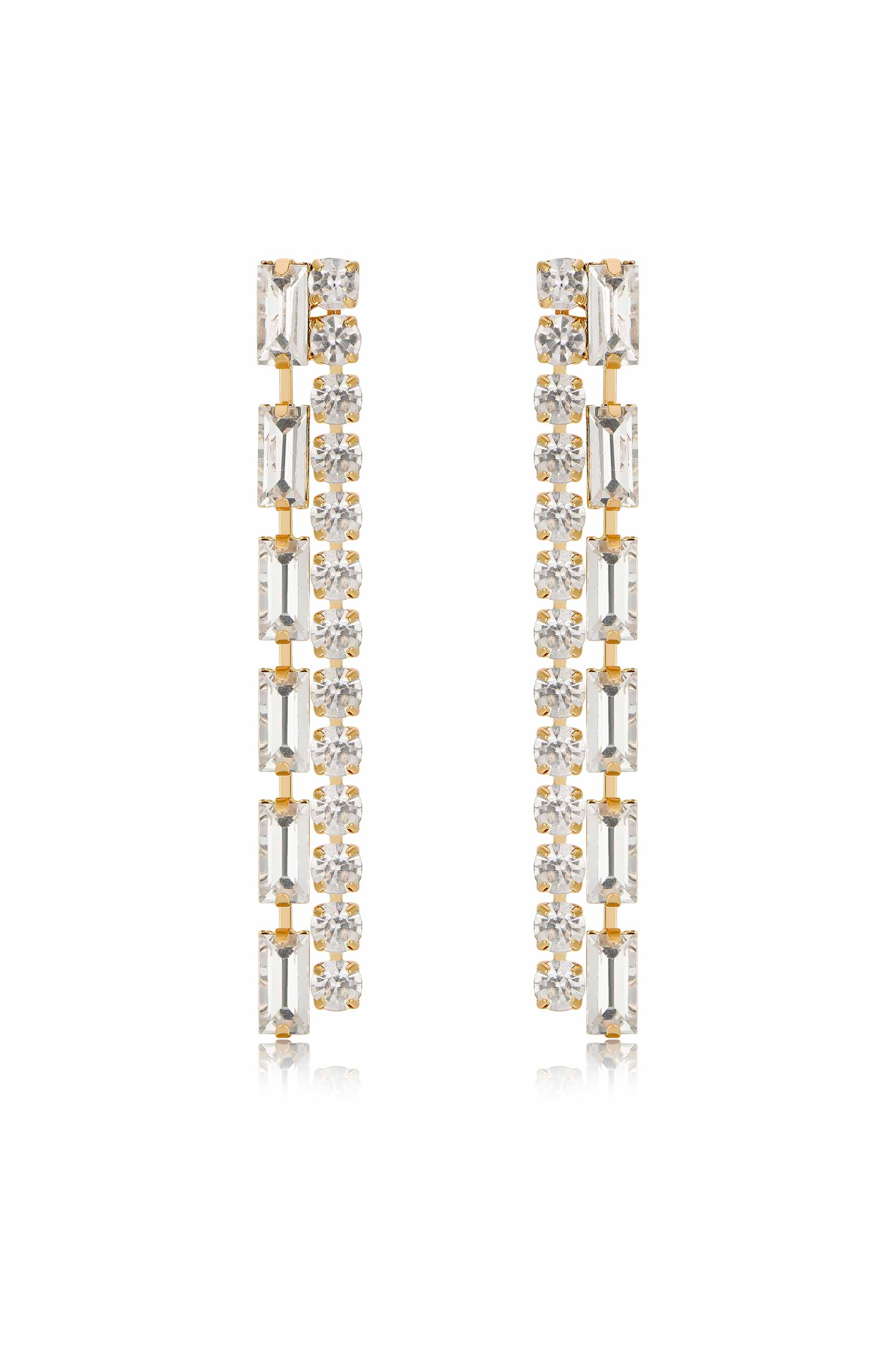 Date Night Crystal Drop 18k Gold Plated Earrings in clear