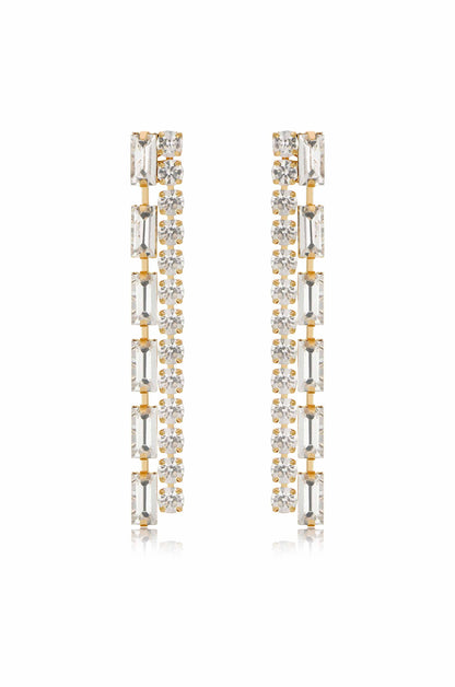 Date Night Crystal Drop 18k Gold Plated Earrings in clear