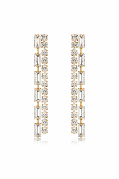 Date Night Crystal Drop 18k Gold Plated Earrings in clear