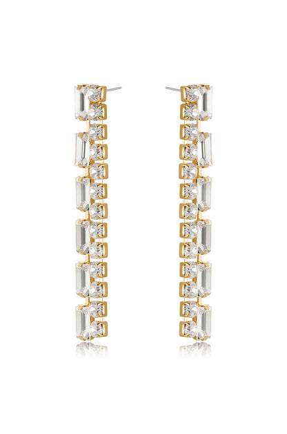 Date Night Crystal Drop 18k Gold Plated Earrings in clear side